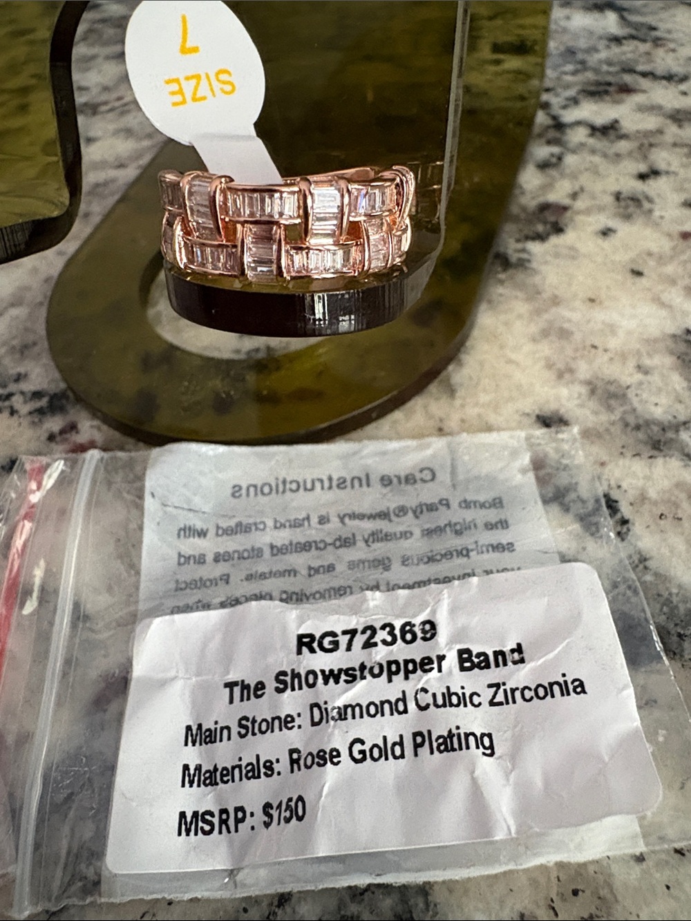 Bomb Party The Showstopper Band Rose Gold CZ Ring